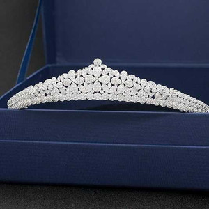 Petite Platinum Silver Plated CZ Wedding Tiara