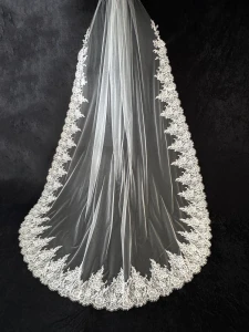 Royal Cathedral Wedding Veil with Chantilly Lace C637 