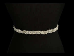 Opaque Bugle Bead, Pearl and Crystal Wedding Belt 9752