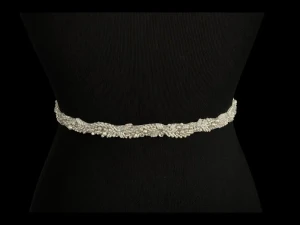 Opaque Bugle Bead, Pearl and Crystal Wedding Belt 9752