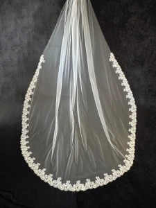 Royal Cathedral Wedding Veil with 5" Chantilly Lace CF947