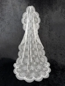 All Chantilly Lace Mantilla Chapel Length Wedding Veil C644