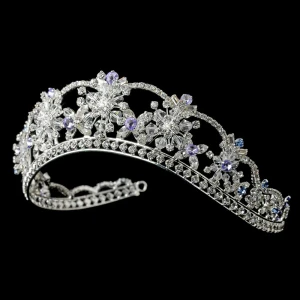Light Blue and Amethyst Crystal Bridal and Quinceanera Tiara
