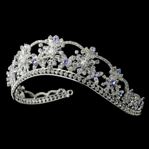 Light Blue and Amethyst Crystal Bridal and Quinceanera Tiara