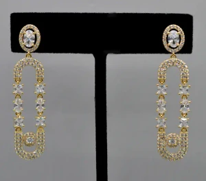 CZ Loop Dangle Wedding Earrings in Silver or Gold 4044E