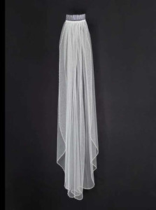 Fingertip Wedding Veil with Gold Beading and Pearls C663