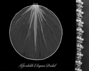 Sparkling Crystal and Pearl Beaded Fingertip Wedding Veil V3306