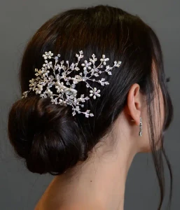 Pearl and Crystal Spray Floral Bridal Hair Clip 5204