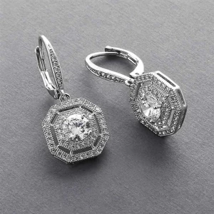Art Deco Style CZ Vintage Look Bridal Earrings 4283E