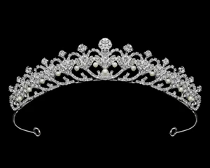Rhinestone and Pearl Flower Girl or Communion Tiara