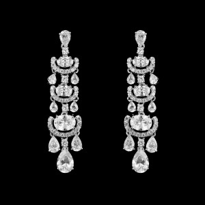 Sterling Silver Plated CZ Wedding Earrings SE2305