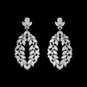 Glamorous Silver Plated CZ Wedding Earrings E41151