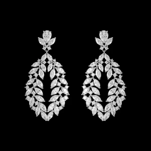 Glamorous Silver Plated CZ Wedding Earrings E41151