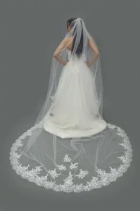 Royal Cathedral Lace Applique Wedding Veil Elena E1662