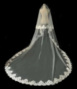 Two Layer Drop Chantilly Lace Royal Cathedral Wedding Veil