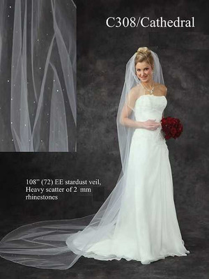 Stardust Cathedral Wedding Veil with Tiny Crystal Rhinestones