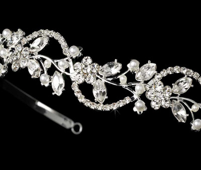 Crystal and Pearl Floral Tiara Bridal Headband