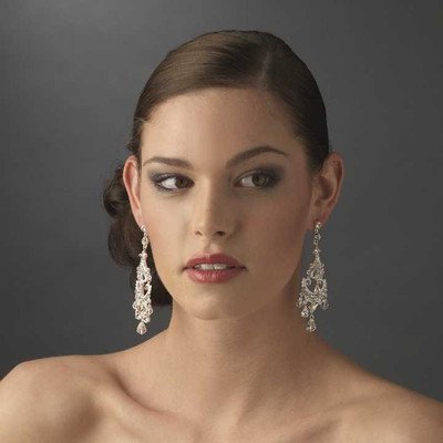 Elegant Crystal and Rhinestone Silver Chandelier Earrings