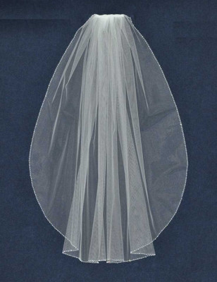 Beaded Clear Crystal Edge 42" Fingertip Length Wedding Veil C309 Beaded Clear Crystal Edge 42" Fingertip Length Wedding Veil C309