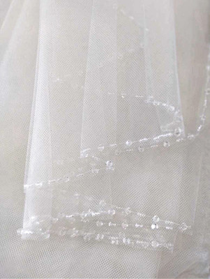 Beaded Clear Crystal 42" Fingertip Length Wedding Veil C309 Beaded Clear Crystal 42" Fingertip Length Wedding Veil C309