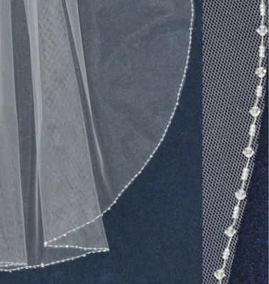 Beaded Clear Crystal 42" Fingertip Length Wedding Veil C309 Beaded Clear Crystal 42" Fingertip Length Wedding Veil C309