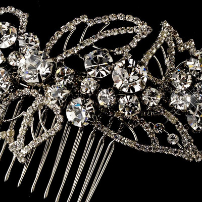 Crystal Leaf Antique Silver Bridal Comb c593 Crystal Leaf Antique Silver Bridal Comb c593