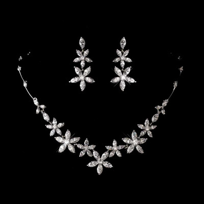 Cubic Zirconia Wedding Necklace and Earring Set Cubic Zirconia Wedding Necklace and Earring Set