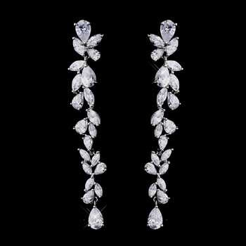 Over 3" Long Cascading CZ Crystal Bridal Drop Earrings