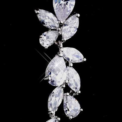 Over 3" Long Cascading CZ Crystal Bridal Drop Earrings