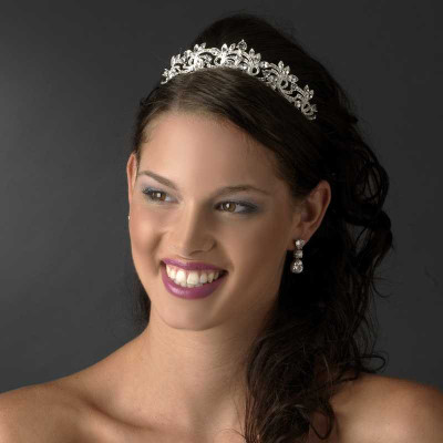 Dazzling Marquise Rhinestone Silver Swirl Bridal Tiara