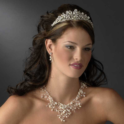 Dramatic Freshwater Pearl and Crystal Wedding Jewelry Set
