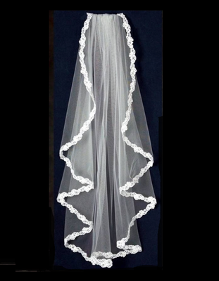 JL Johnson Fingertip Length Bridal Veil with Alencon Lace JL Johnson Fingertip Length Bridal Veil with Alencon Lace