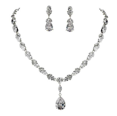 Glamorous Cubic Zirconia Pendant Wedding Jewelry Set Glamorous Cubic Zirconia Pendant Wedding Jewelry Set
