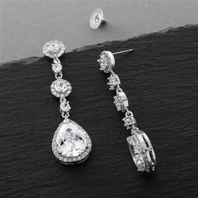 CZ 400E Wedding and Prom Earrings Pierced or Clip CZ 400E Wedding and Prom Earrings Pierced or Clip