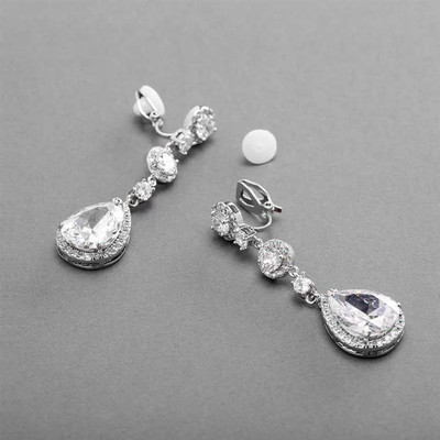 CZ 400E Wedding and Prom Earrings Pierced or Clip CZ 400E Wedding and Prom Earrings Pierced or Clip