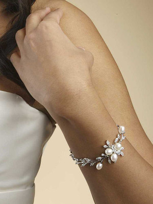 Freshwater Pearl and CZ Bridal Bracelet 3041B Freshwater Pearl and CZ Bridal Bracelet 3041B