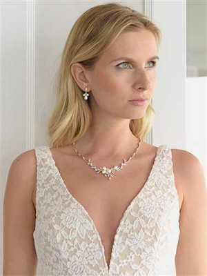 Freshwater Pearl and CZ Wedding Jewelry Set 3041S