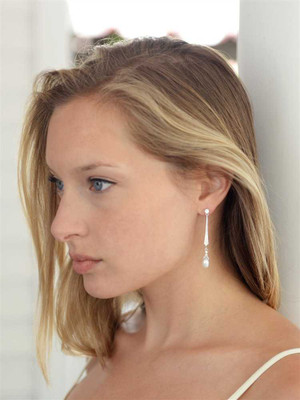 Freshwater Pearl and CZ Vintage Look Bridal Earrings