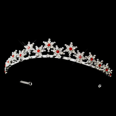 Red Rhinestone Snowflake Winter Wedding Tiara