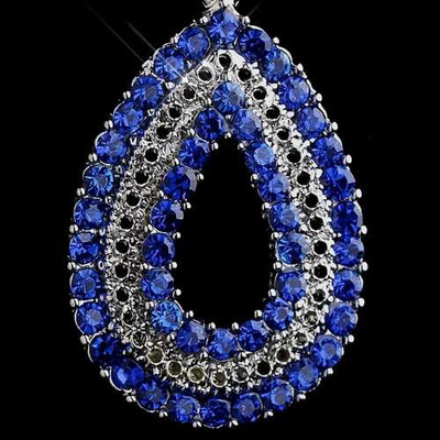 Royal Blue Crystal Earrings for Prom and Wedding Royal Blue Crystal Earrings for Prom and Wedding