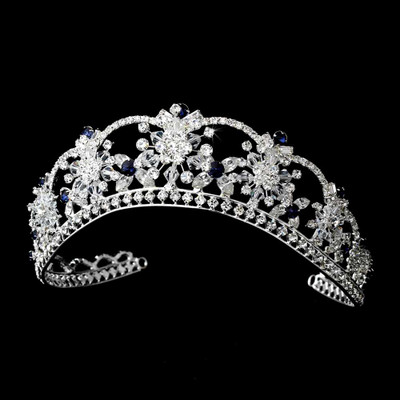 Navy Blue Crystal and Rhinestone Bridal Tiara Navy Blue Crystal and Rhinestone Bridal Tiara