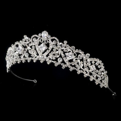 Romantic Silver Plated Bridal and Quinceanera Tiara Romantic Silver Plated Bridal and Quinceanera Tiara