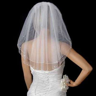 Shoulder Length Wedding Veil with Sequins and Pearls Shoulder Length Wedding Veil with Sequins and Pearls