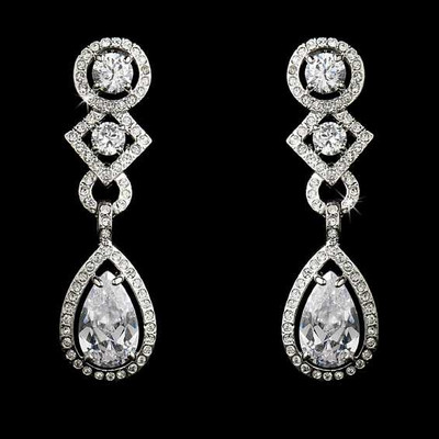 Dramatic Cubic Zirconia Clip On or Pierced Bridal Earrings Dramatic Cubic Zirconia Clip On or Pierced Bridal Earrings