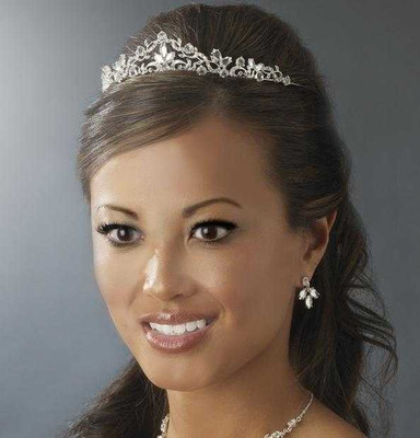 Silver Plated Rhinestone Scroll Wedding Tiara