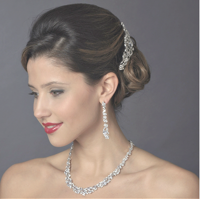 Silver Plated Cubic Zirconia Wedding Jewelry Set