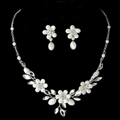 Frosted Crystal Floral Bridal Jewelry Set