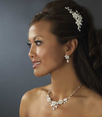 Frosted Crystal Floral Bridal Jewelry Set