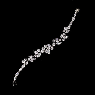 Multi Cut Cubic Zirconia Bridal Bracelet in Silver or Gold Plating Multi Cut Cubic Zirconia Bridal Bracelet in Silver or Gold Plating