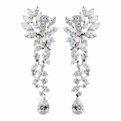 Glamorous Cubic Zirconia Wedding Earrings Clip On or Pierced Glamorous Cubic Zirconia Wedding Earrings Clip On or Pierced
